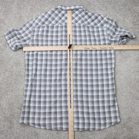 A/X Armani Exchange Shirt Mens Lage Gray/White 100% Cotton Short Sleeve Button - Picture 10 of 13